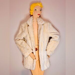 Le Marei 1998 Cream Faux Fur Coat Furless! 0 xs